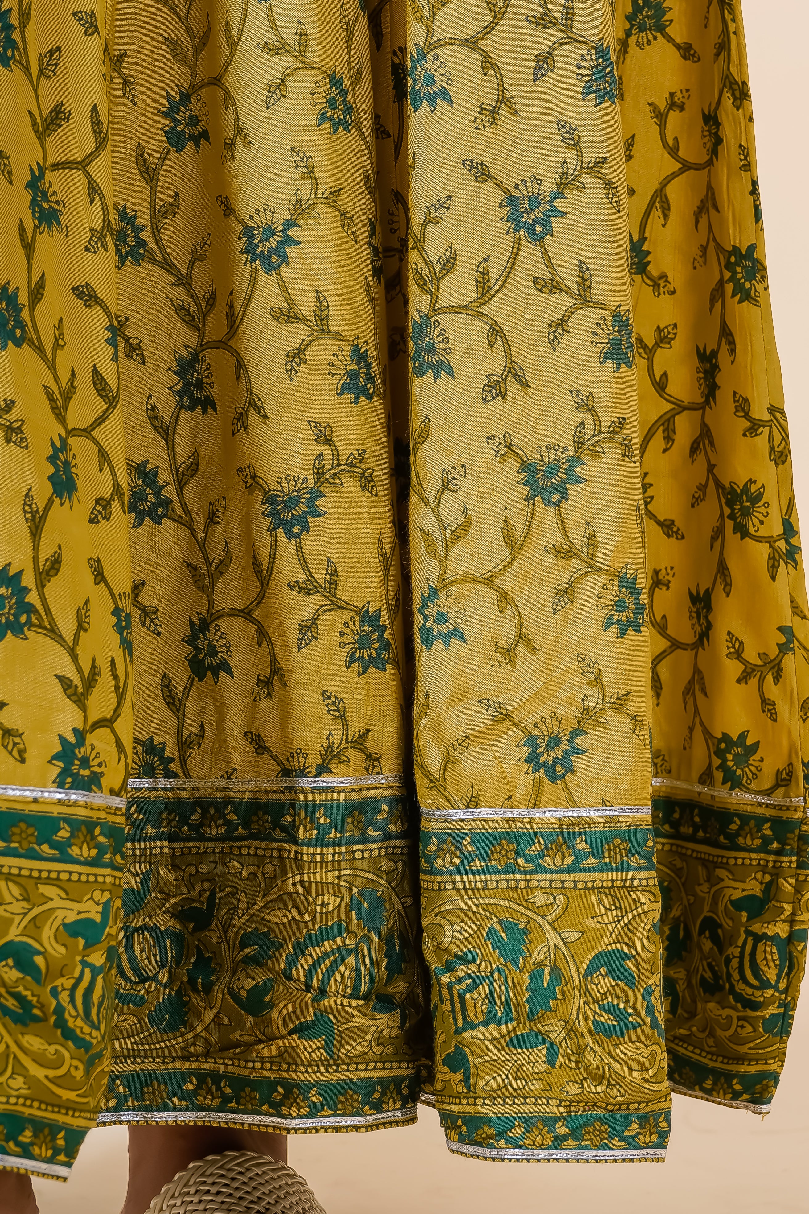 Chacha's 21453 printed Anarkali silk kurta with dupatta