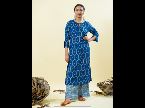 Chacha's 101836 cotton silk kurta with rayon palazzo pants