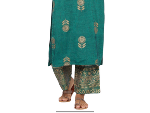Chacha's 101852 printed rayon kurta with printed palazzo pants