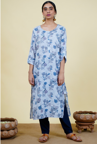 Chacha’s 101920 printed cotton linen kurta set