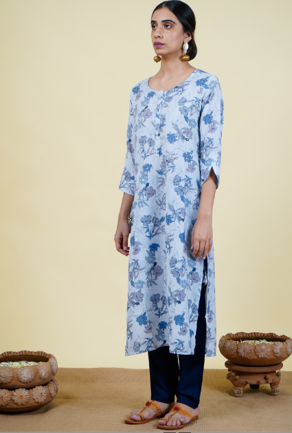 Chacha’s 101920 printed cotton linen kurta set