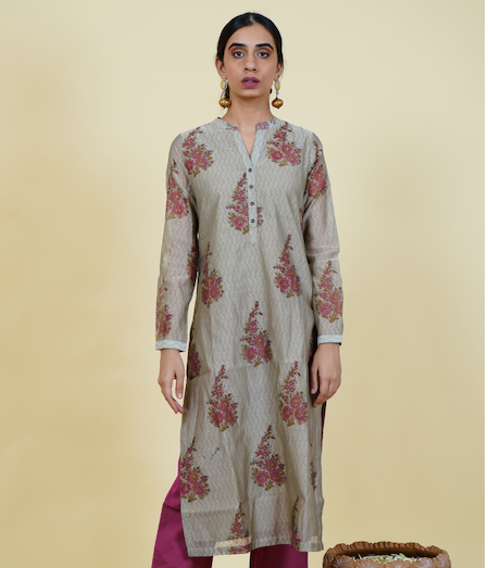 Chacha’s 101925 printed chanderi silk kurta