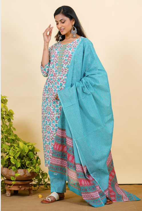 Chacha's 21430 printed cotton kurta set